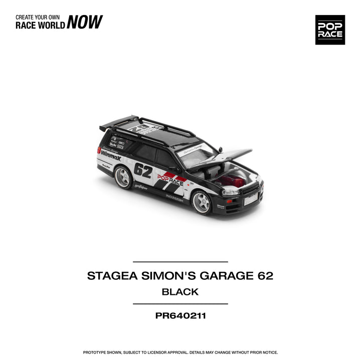 [Preorder] POPRACE 1:64 NISSAN STAGEA SIM0N'S GARAGE #62 - BLACK