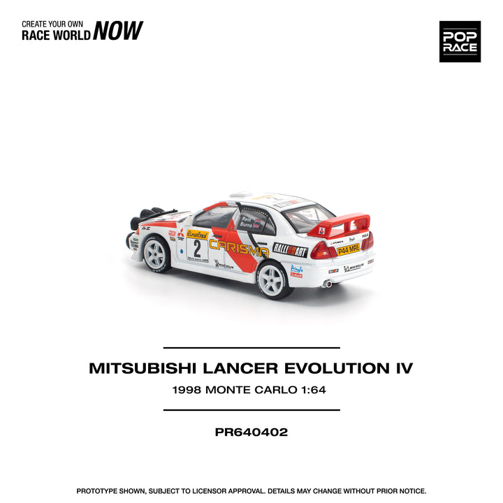 [Preorder] POPRACE 1:64 Mitsubishi Lancer Evolution IV - 1998 Monte Carlo Rally PR640402