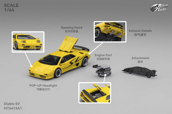 [Preorder] Microturbo 1:64 Custom Diablo SV - Metallic Yellow MT6413A1