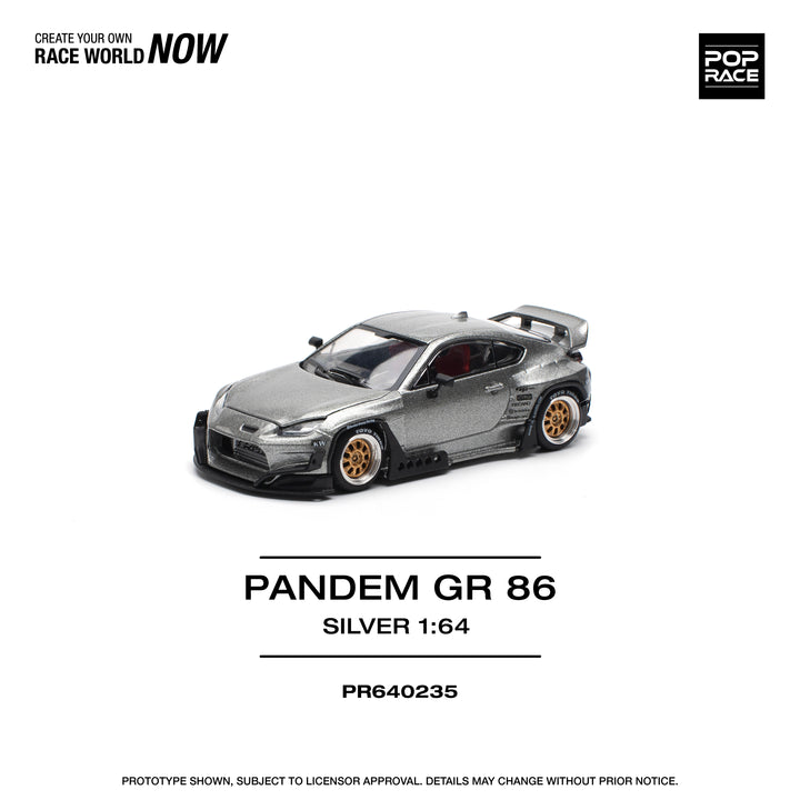 [Preorder] POPRACE 1:64 TOYOTA PANDEM GR86 SILVER PR640235