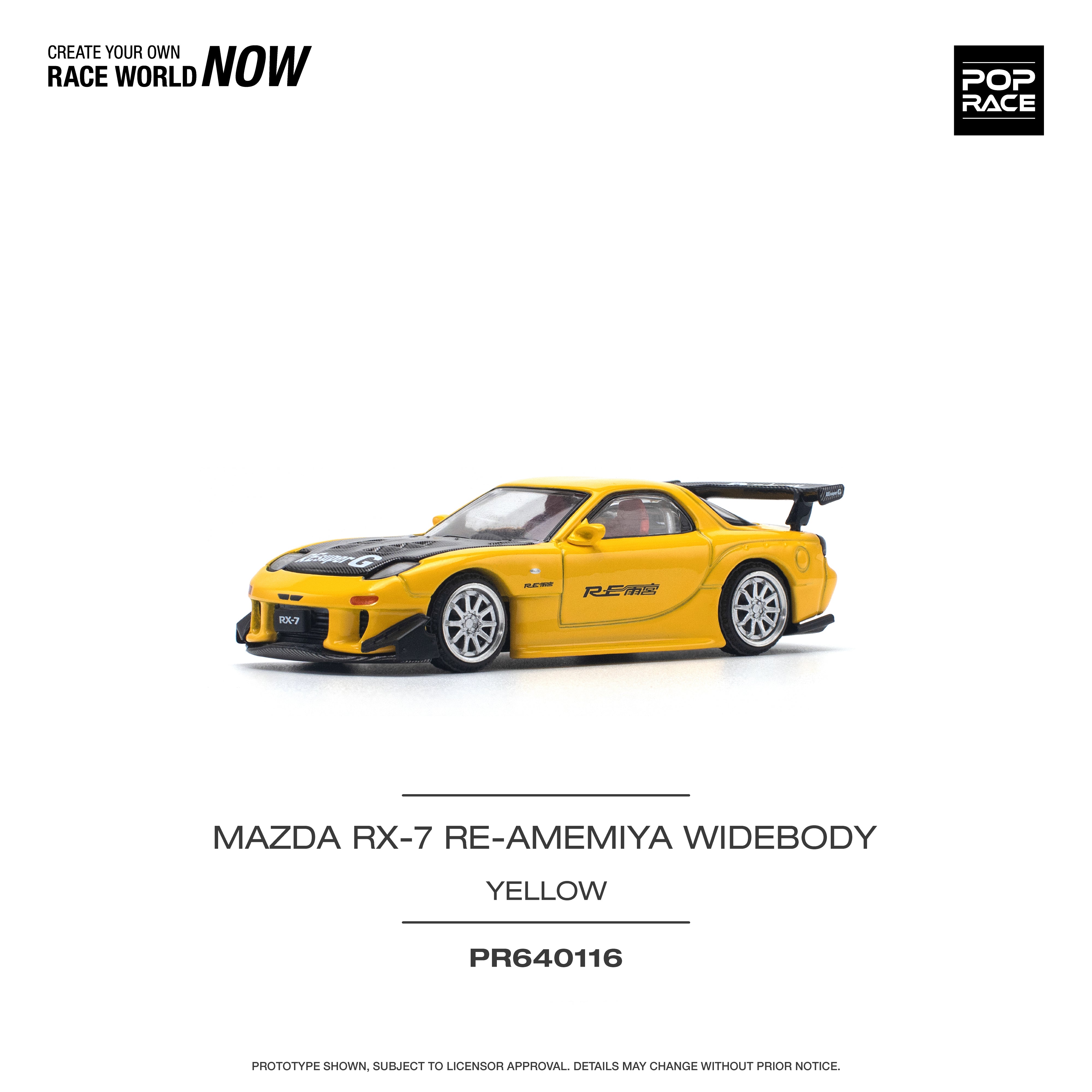 PopRace Pr64-116 Mazda RX-7 RE Amemiya Widebody Yellow