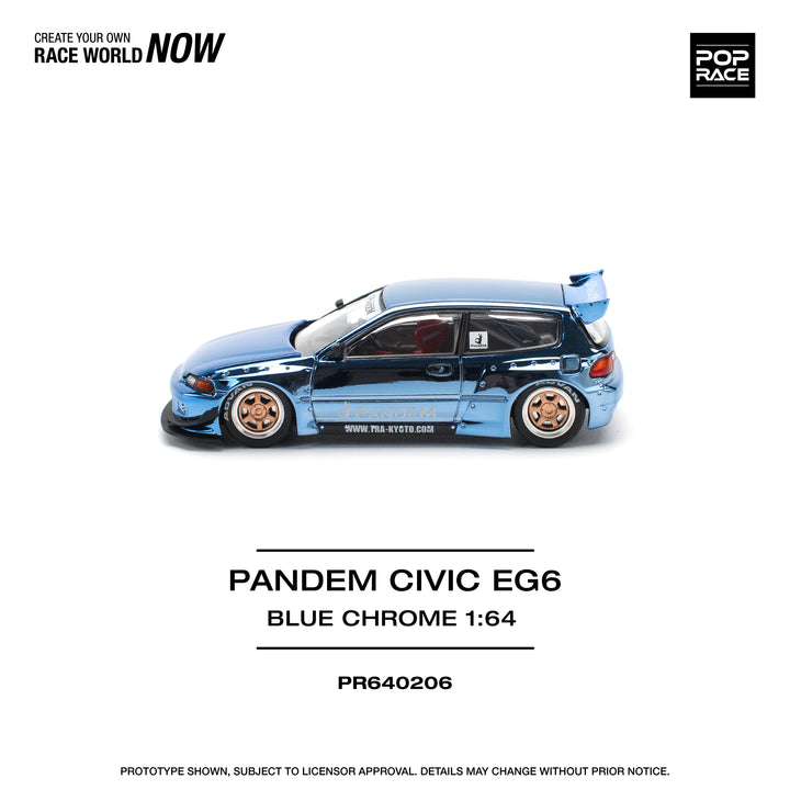 [Preorder] POPRACE 1:64 PANDEM CIVIC EG6 - BLUE CHROME PR640206