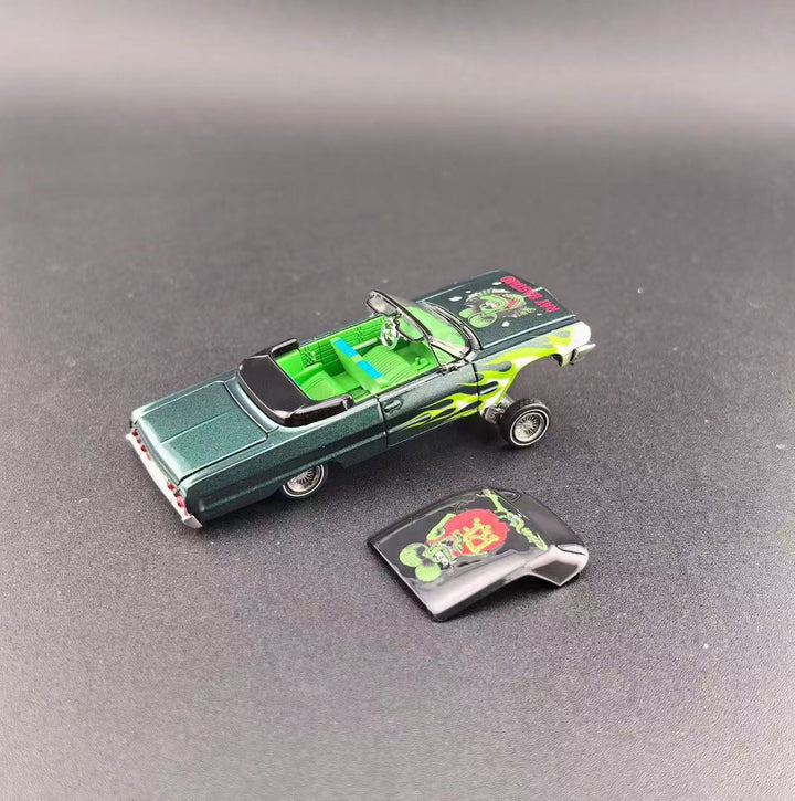 FineWorks64 1:64 Chevrolet Impala West Coast Bouncing Emerald Green Fink Mouse (2 Versions)
