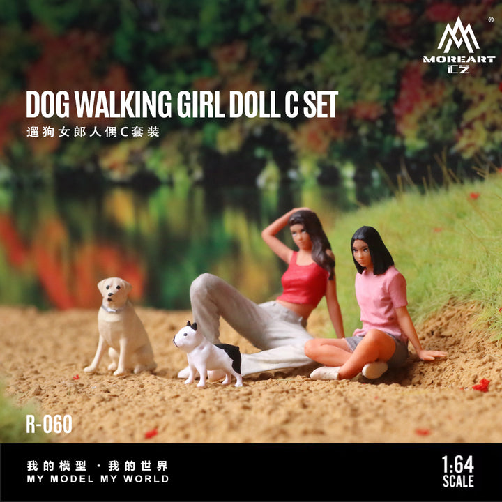 [Preorder] MoreArt 1:64 DOG WALKING GIRL DOLL C SET MO223060