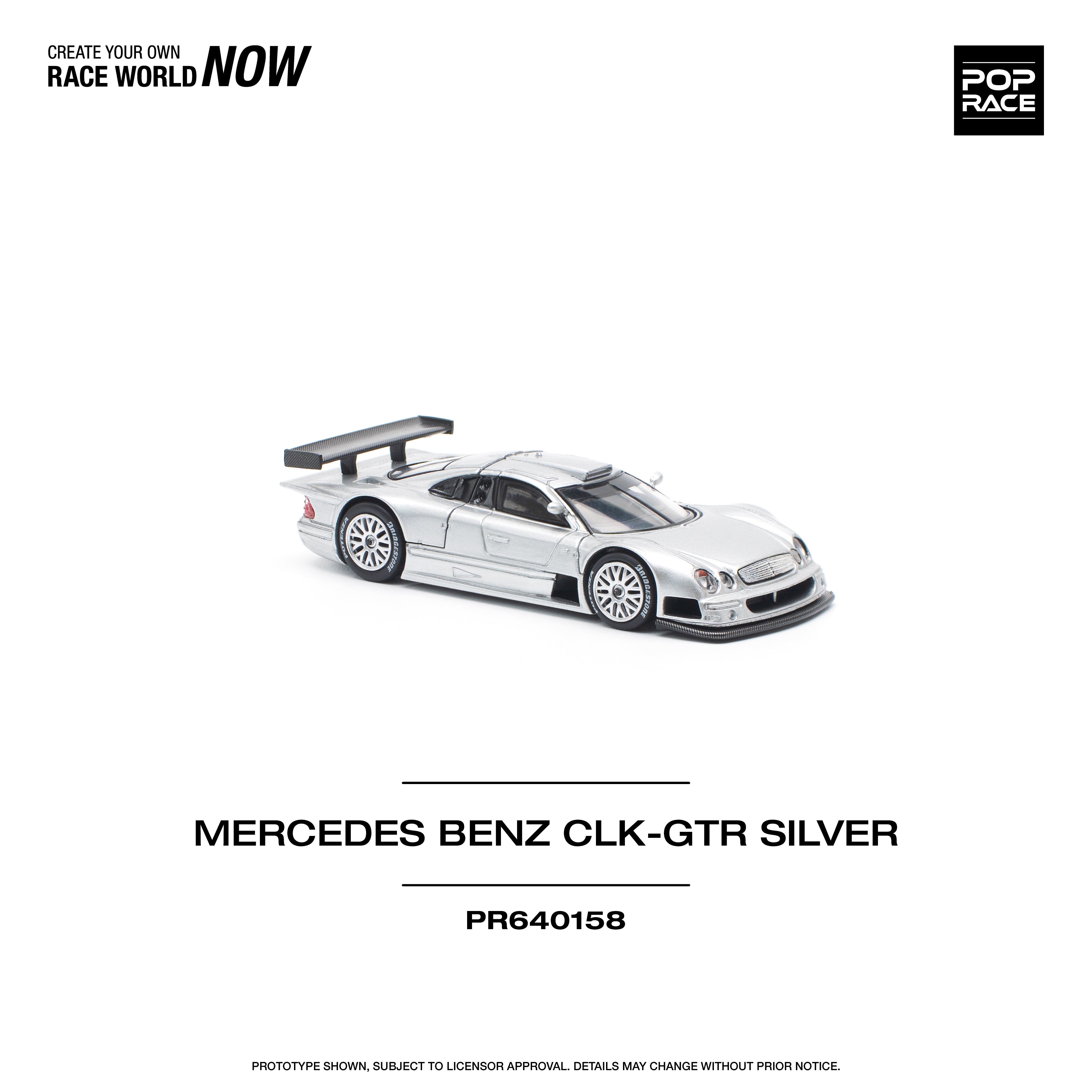 POPRACE 1:64 MERCEDES-BENZ AMG CLK GTR - SILVER – Horizon Diecast