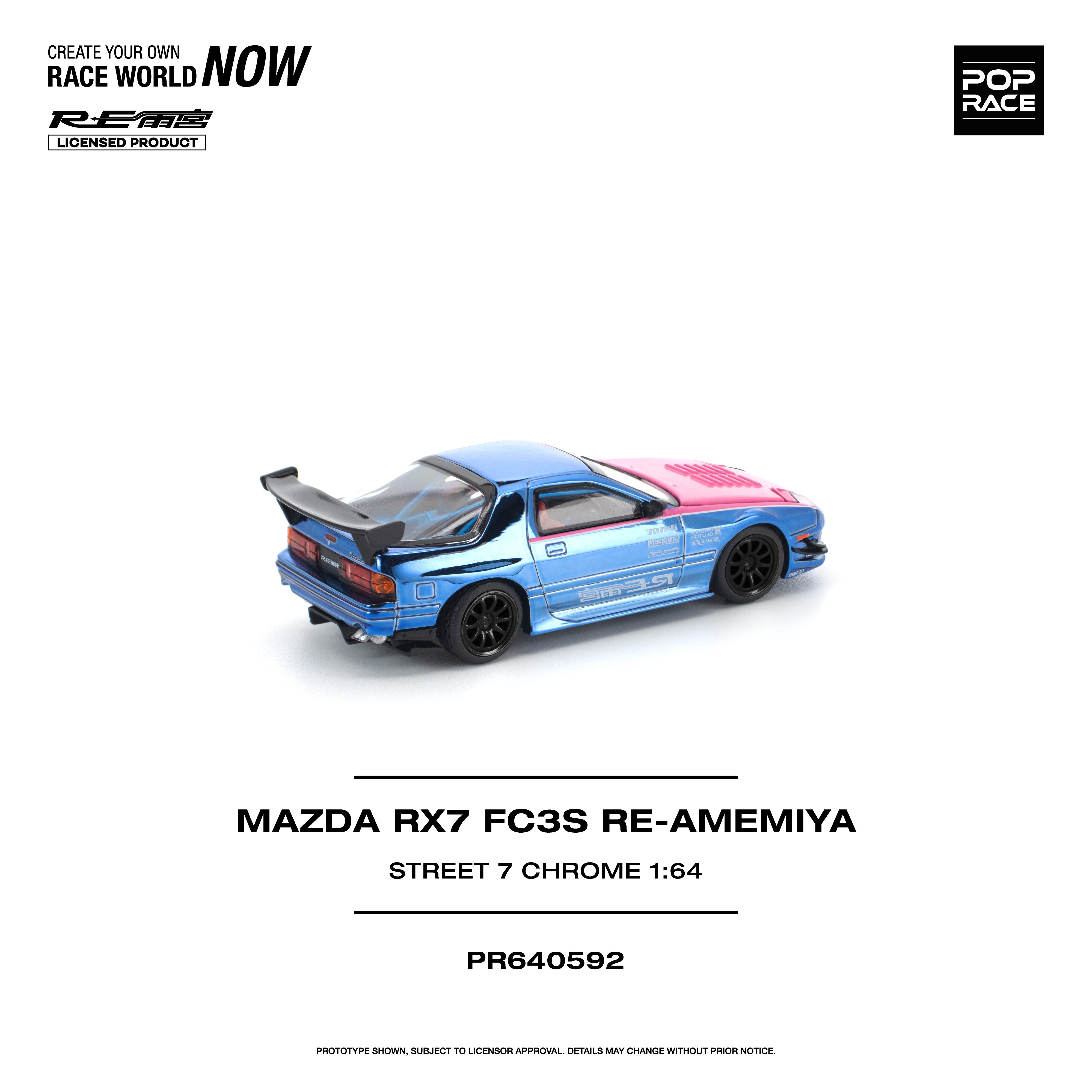 Preorder] POPRACE 1:64 MAZDA RX7 (FC3S) RE-AMEMIYA STREET7 CHROME