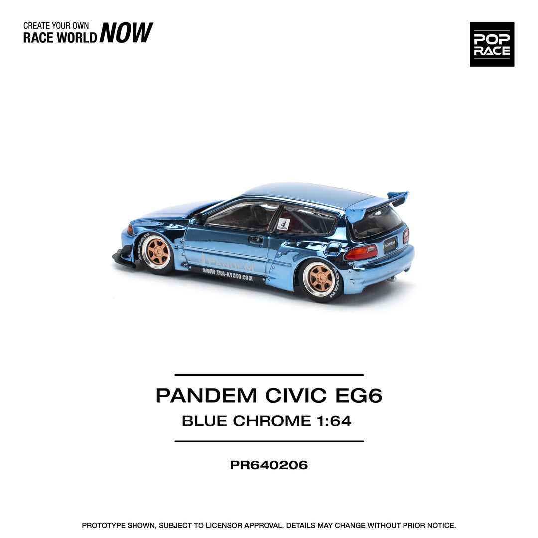 [Preorder] POPRACE 1:64 PANDEM CIVIC EG6 - BLUE CHROME PR640206