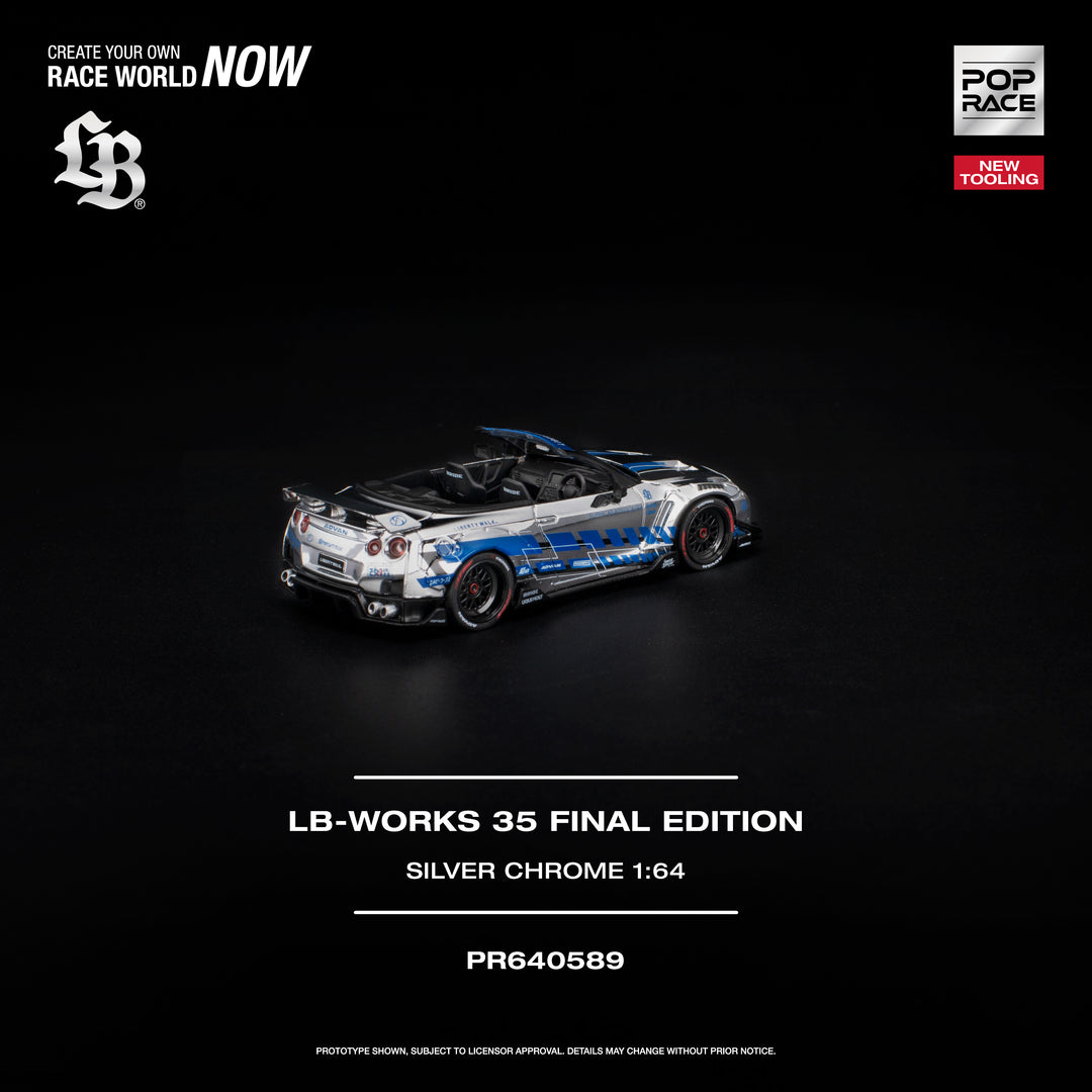 [Preorder] POPRACE 1:64 LB-WORKS 35GT-R FINAL EDITION SILVER CHROME PR640589