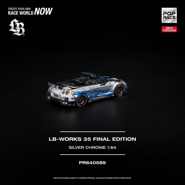 [Preorder] POPRACE 1:64 LB-WORKS 35GT-R FINAL EDITION SILVER CHROME PR640589
