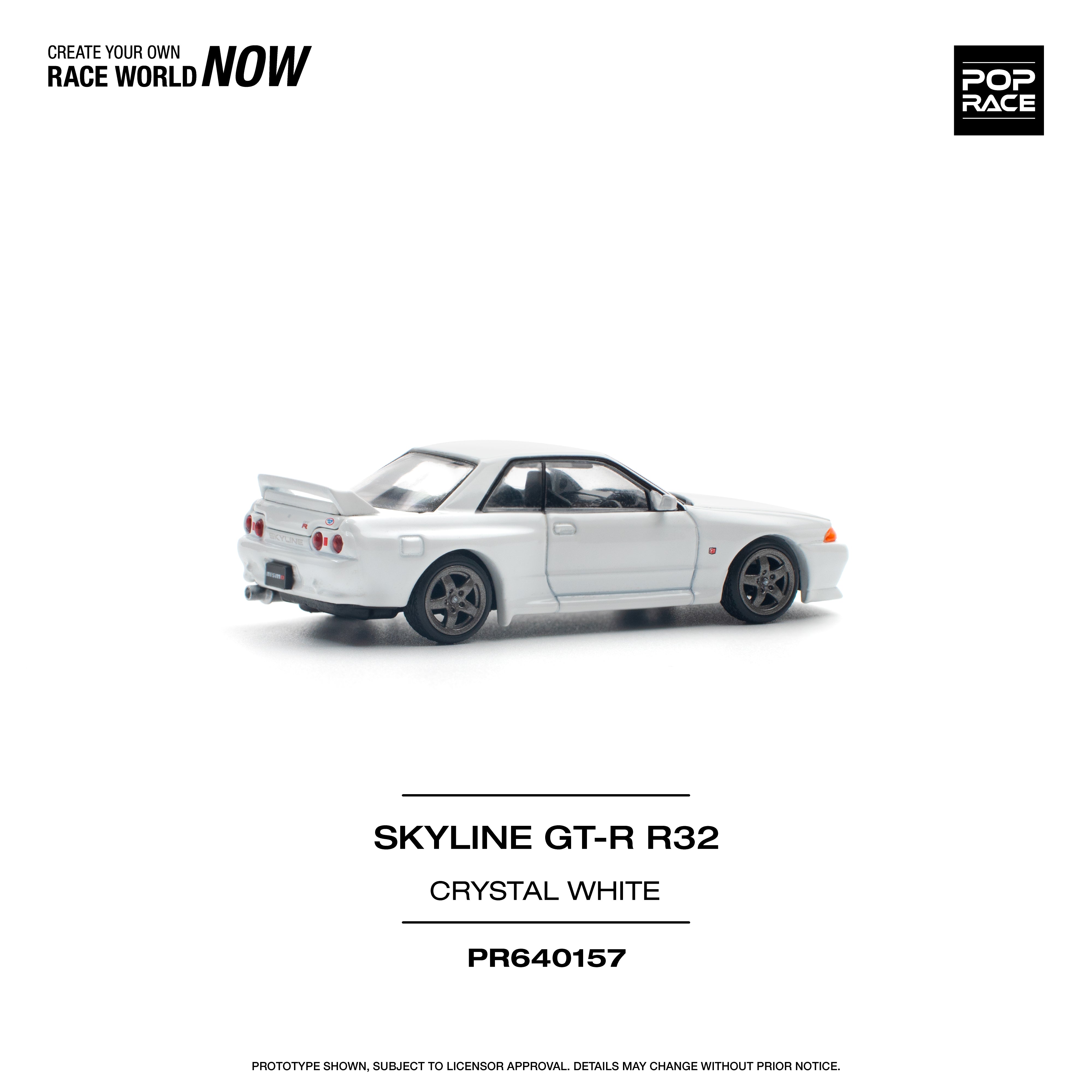POPRACE 1:64 NISSAN SKYLINE GT-R R32 CRYSTAL WHITE – Horizon Diecast