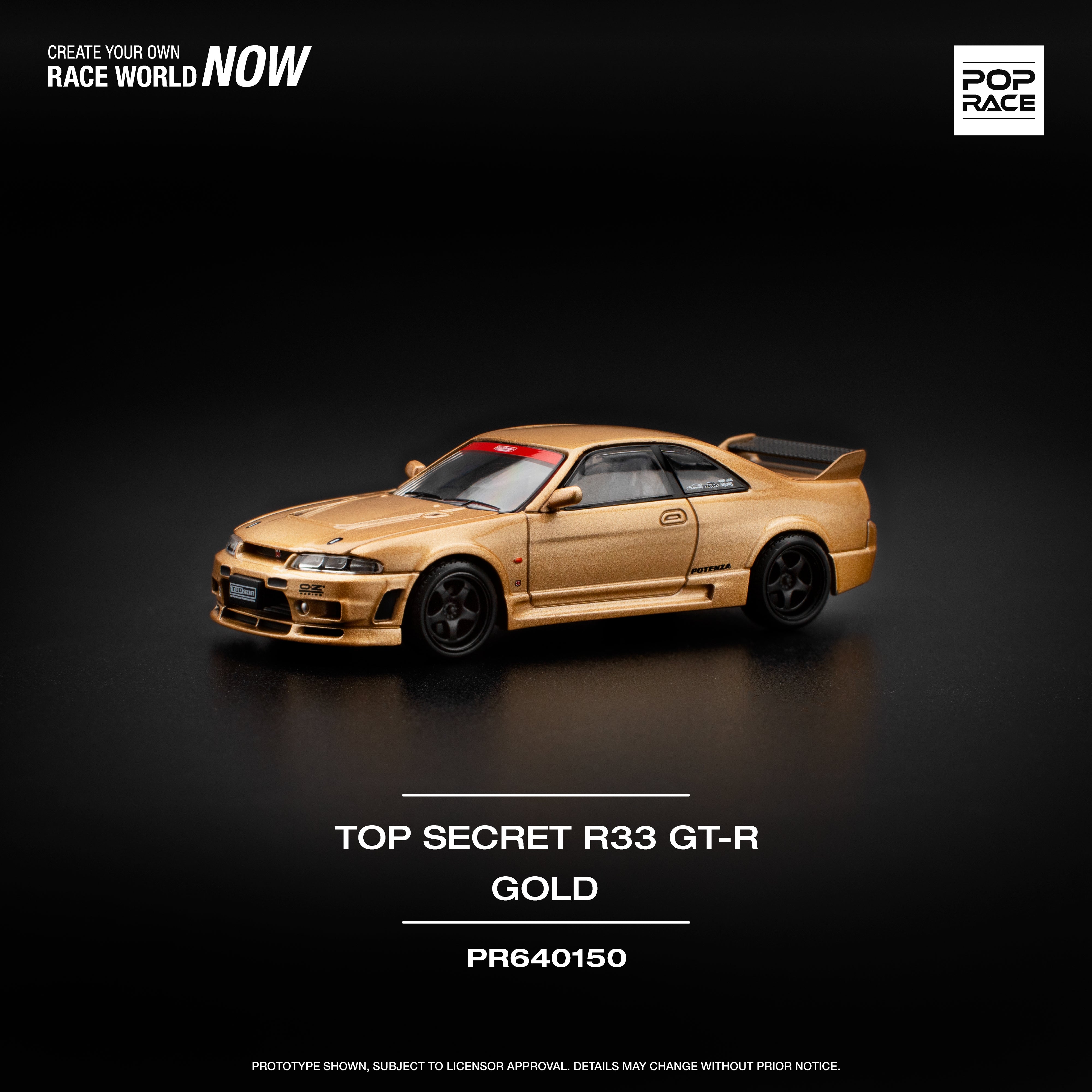 Preorder] POPRACE 1:64 TOP SECRET GT-R R33 - GOLD PR640150