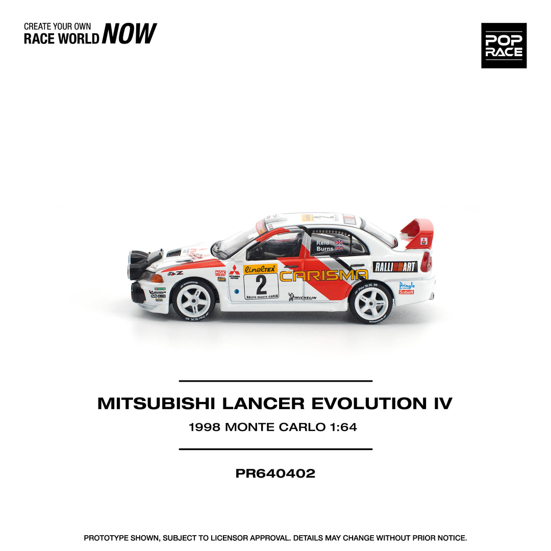 [Preorder] POPRACE 1:64 Mitsubishi Lancer Evolution IV - 1998 Monte Carlo Rally PR640402