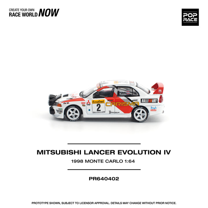 [Preorder] POPRACE 1:64 Mitsubishi Lancer Evolution IV - 1998 Monte Carlo Rally PR640402