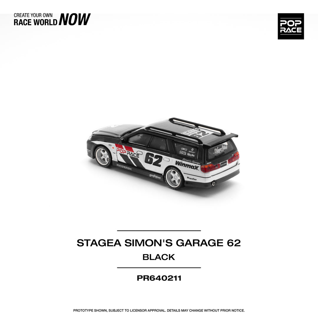 [Preorder] POPRACE 1:64 NISSAN STAGEA SIM0N'S GARAGE #62 - BLACK