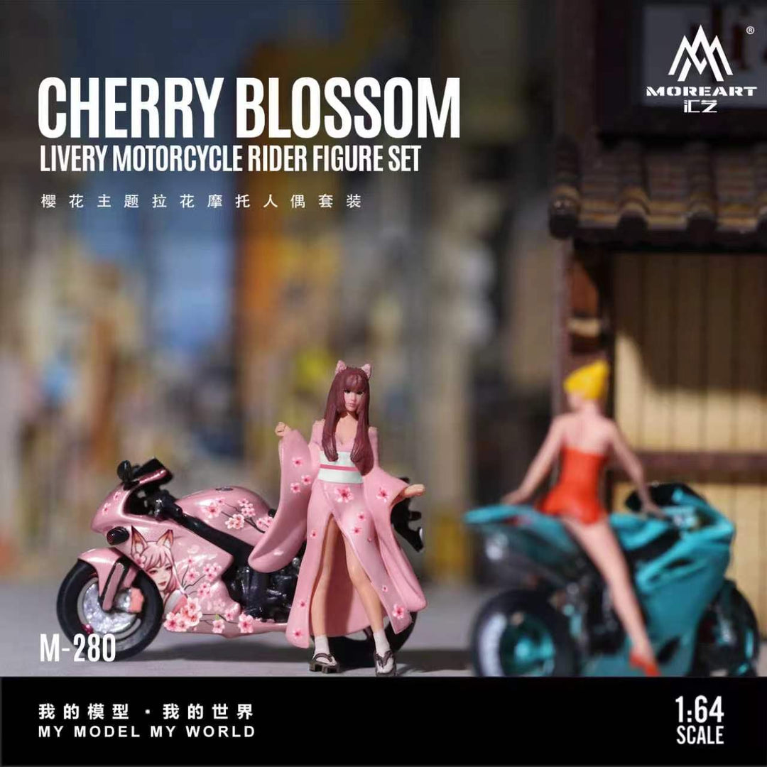[Preorder] MoreArt 1:64 CHERRY BLOSSOM LIVERY MOTORCYCLE RIDER FIGURE SET MO222280