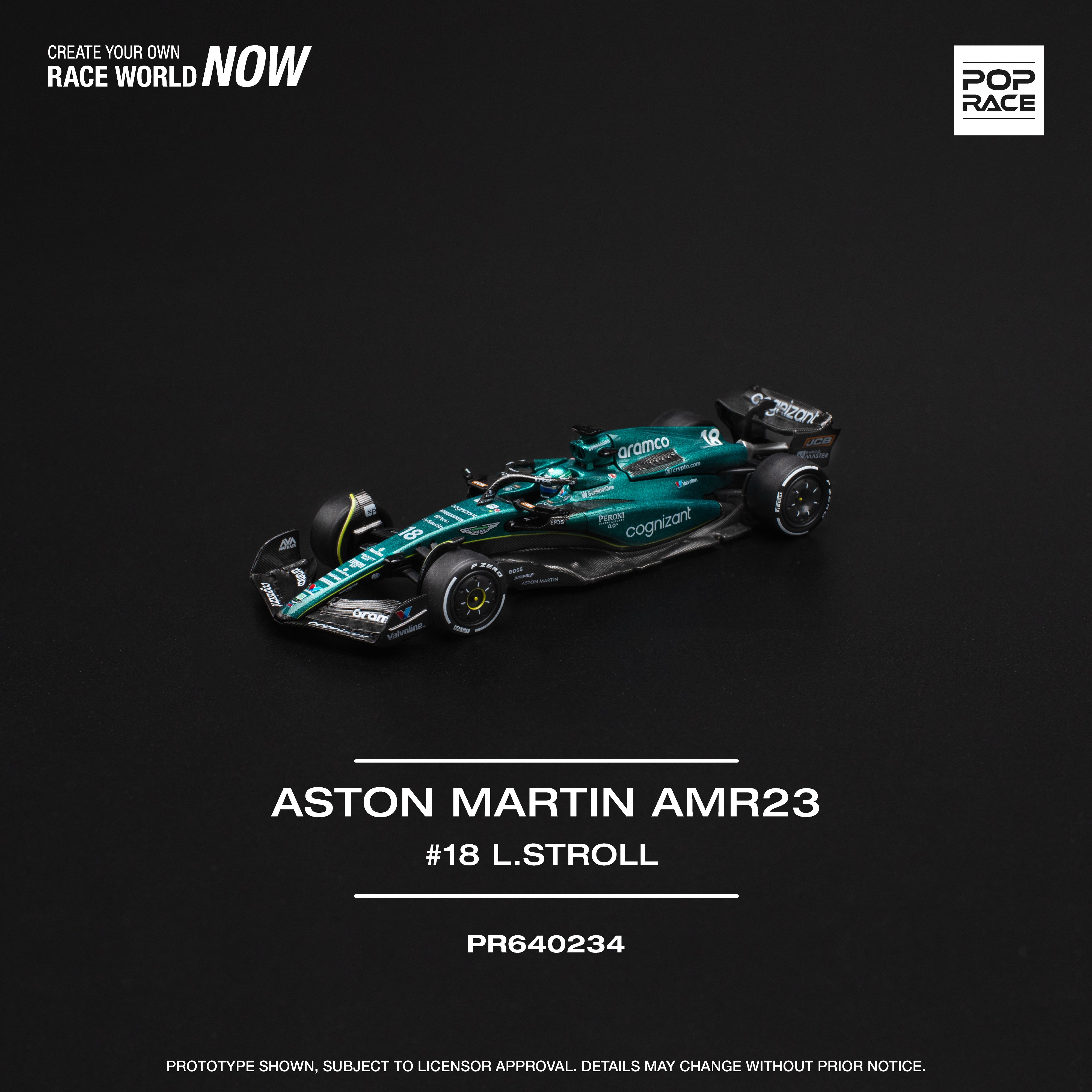 Preorder] POPRACE 1:64 ASTON MARTIN AMR23 F1 #18 L. STROLLL Cyan