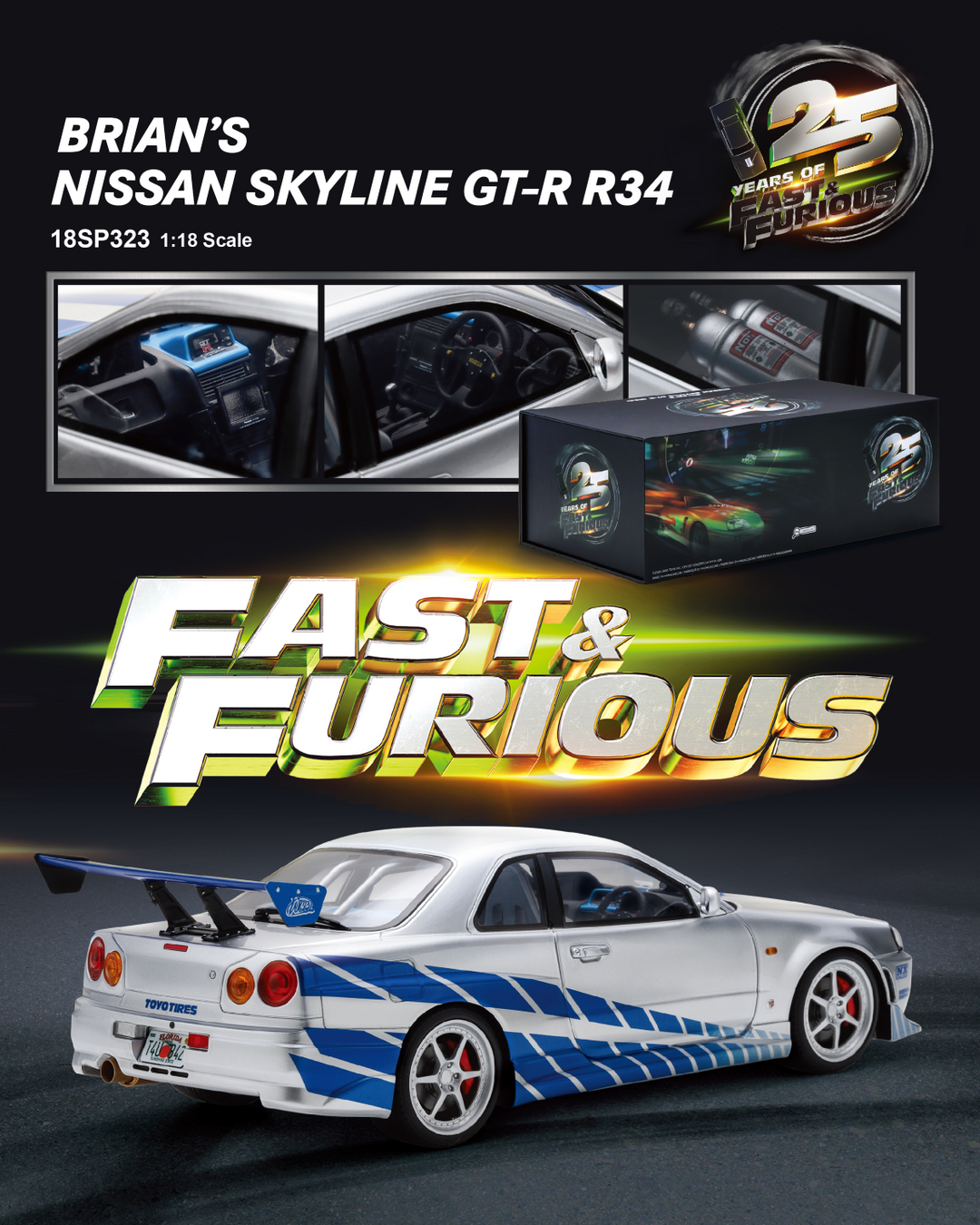 Preorder] Spark 1:18 Spark 1:64 Nissan Skyline GT-R R34 Fast