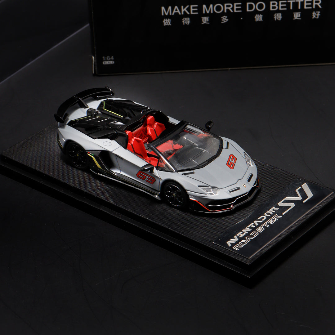 [Preorder] Maxwell Model 1:64 Lamborghini Aventador SVJ63 Roadster - Gray