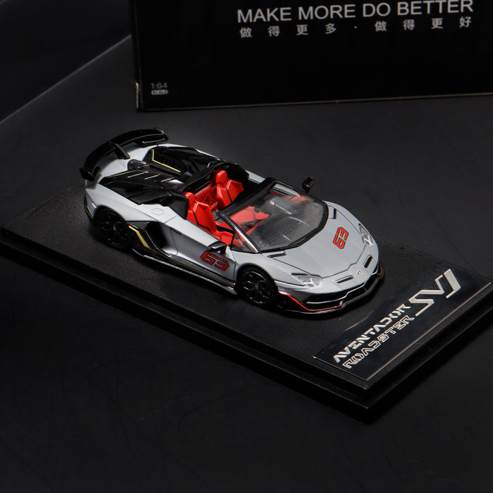 [Preorder] Maxwell Model 1:64 Lamborghini Aventador SVJ63 Roadster - Gray