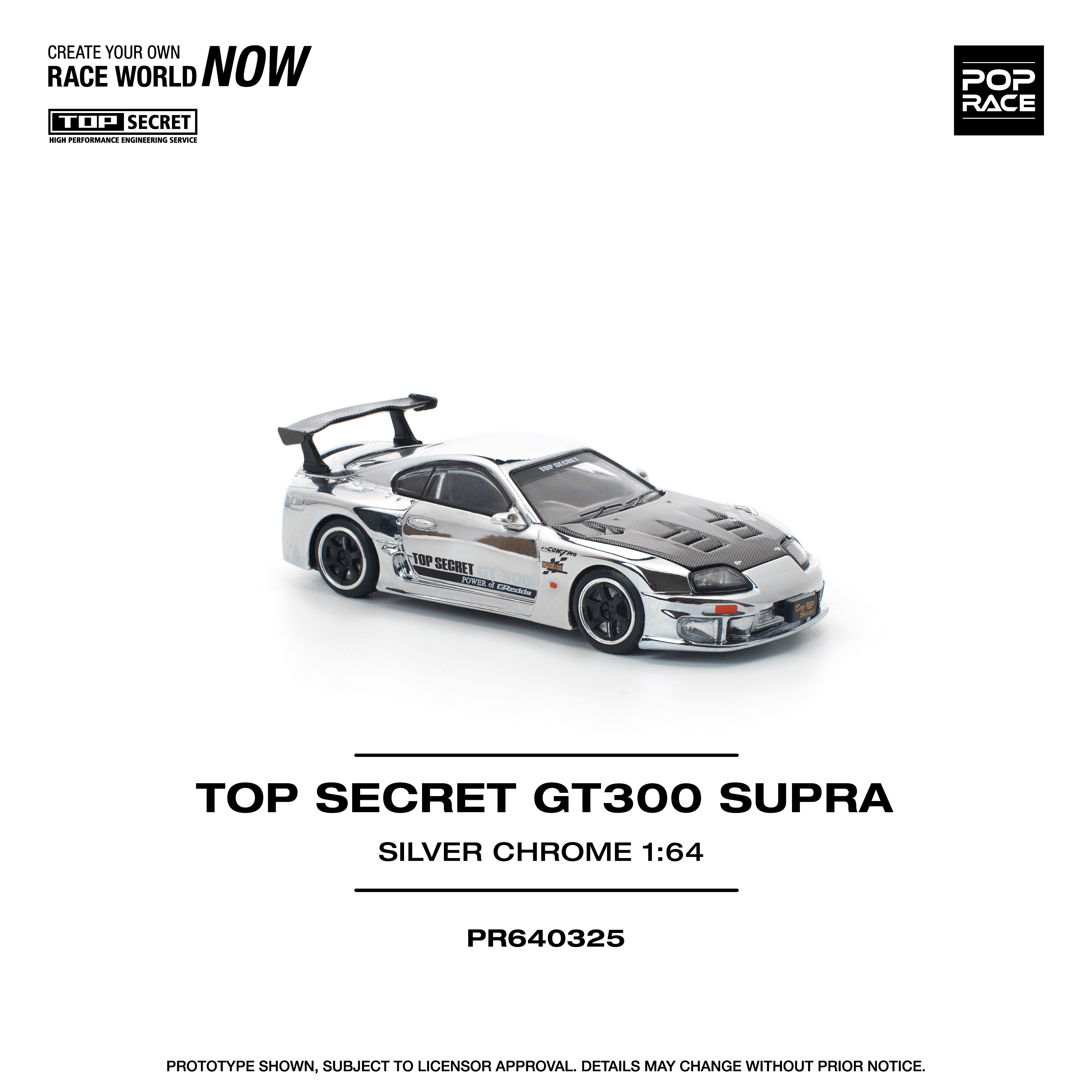 Preorder] POPRACE 1:64 Top Secret GT300 Supra - Silver Chrome