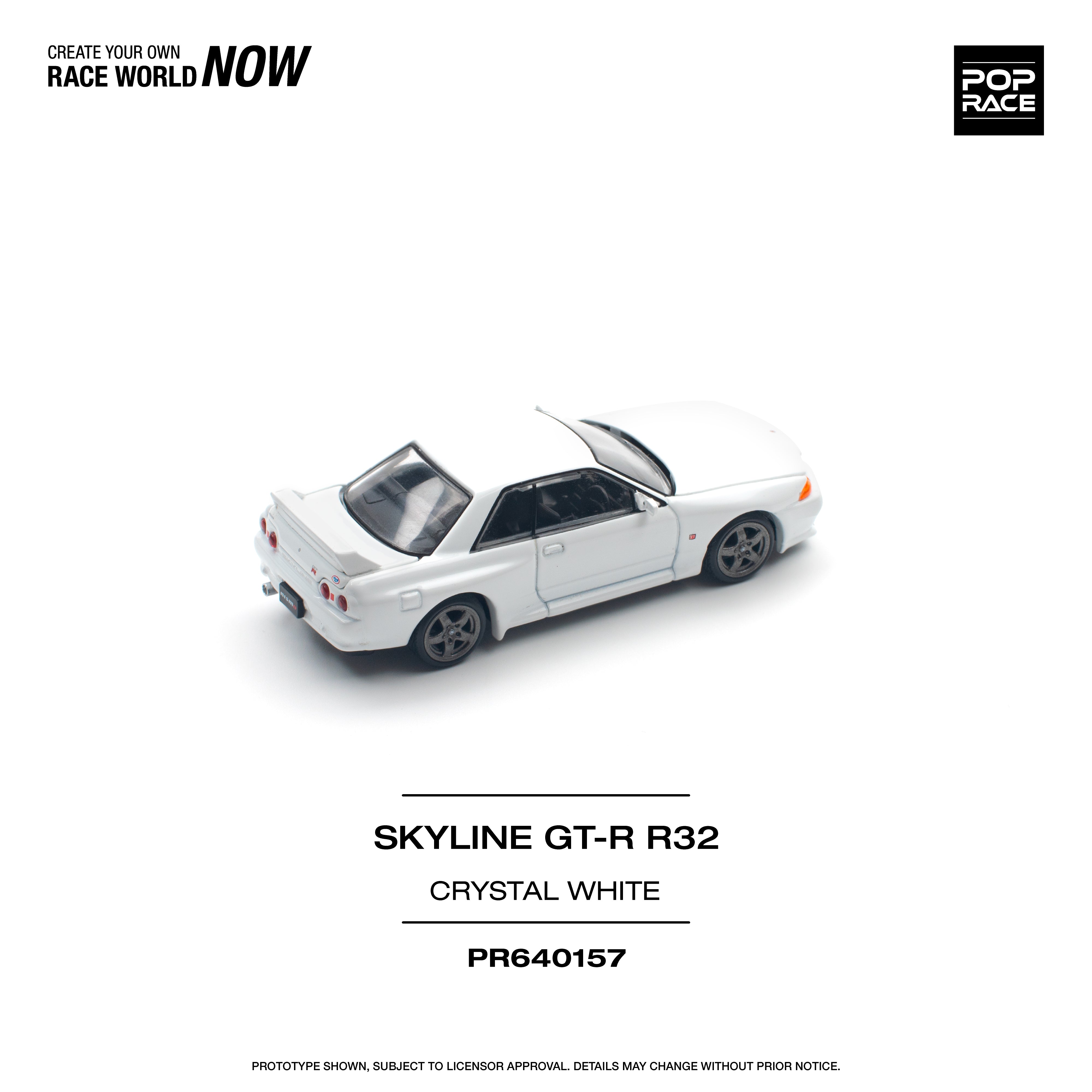 POPRACE 1:64 NISSAN SKYLINE GT-R R32 CRYSTAL WHITE – Horizon Diecast