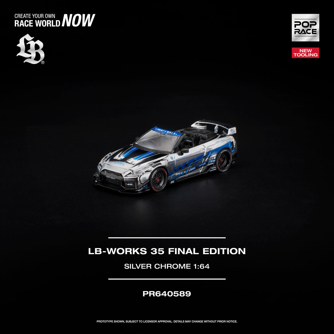 [Preorder] POPRACE 1:64 LB-WORKS 35GT-R FINAL EDITION SILVER CHROME PR640589