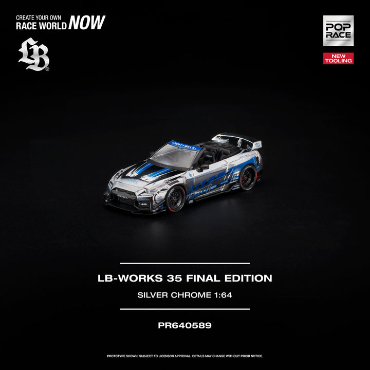 [Preorder] POPRACE 1:64 LB-WORKS 35GT-R FINAL EDITION SILVER CHROME PR640589