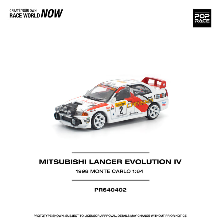 [Preorder] POPRACE 1:64 Mitsubishi Lancer Evolution IV - 1998 Monte Carlo Rally PR640402