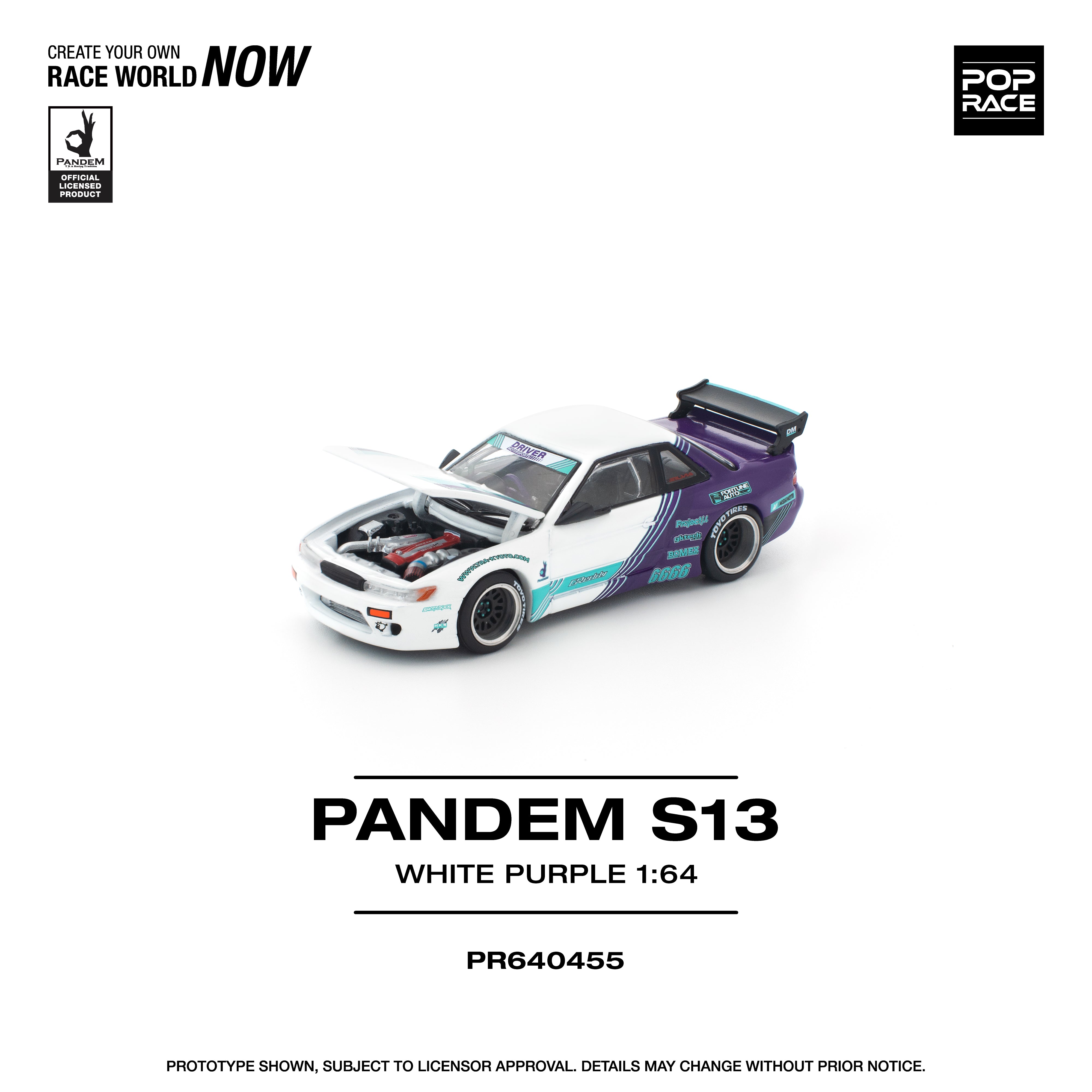 3点　RPD-ロール・アート・シリーズ Preorder] POPRACE 1:64 PANDEM S13 WHITE PURPLE PR640455 – Horizon