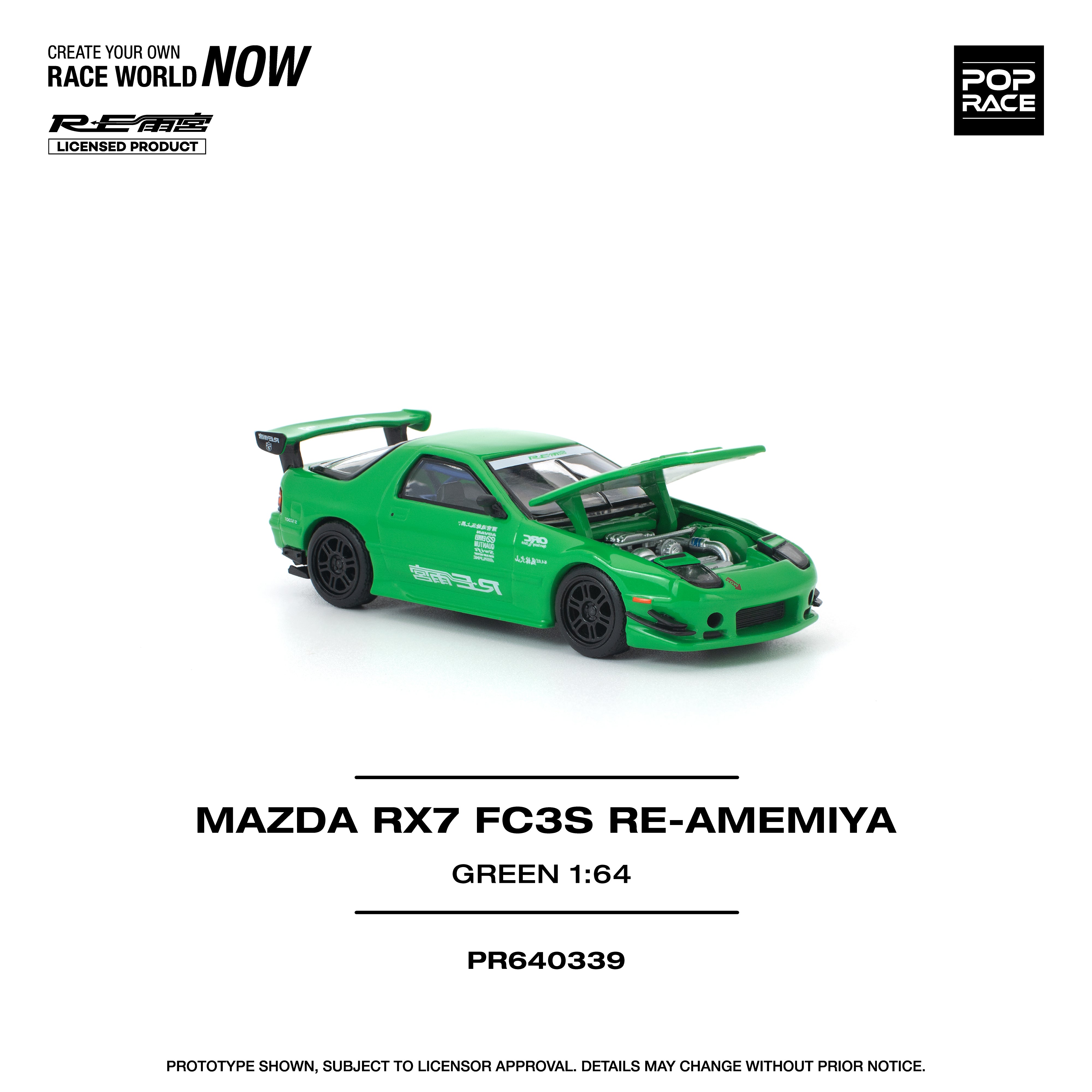 Preorder] POPRACE 1:64 MAZDA RX7 (FC3S) RE-AMEMIYA GREEN PR640339