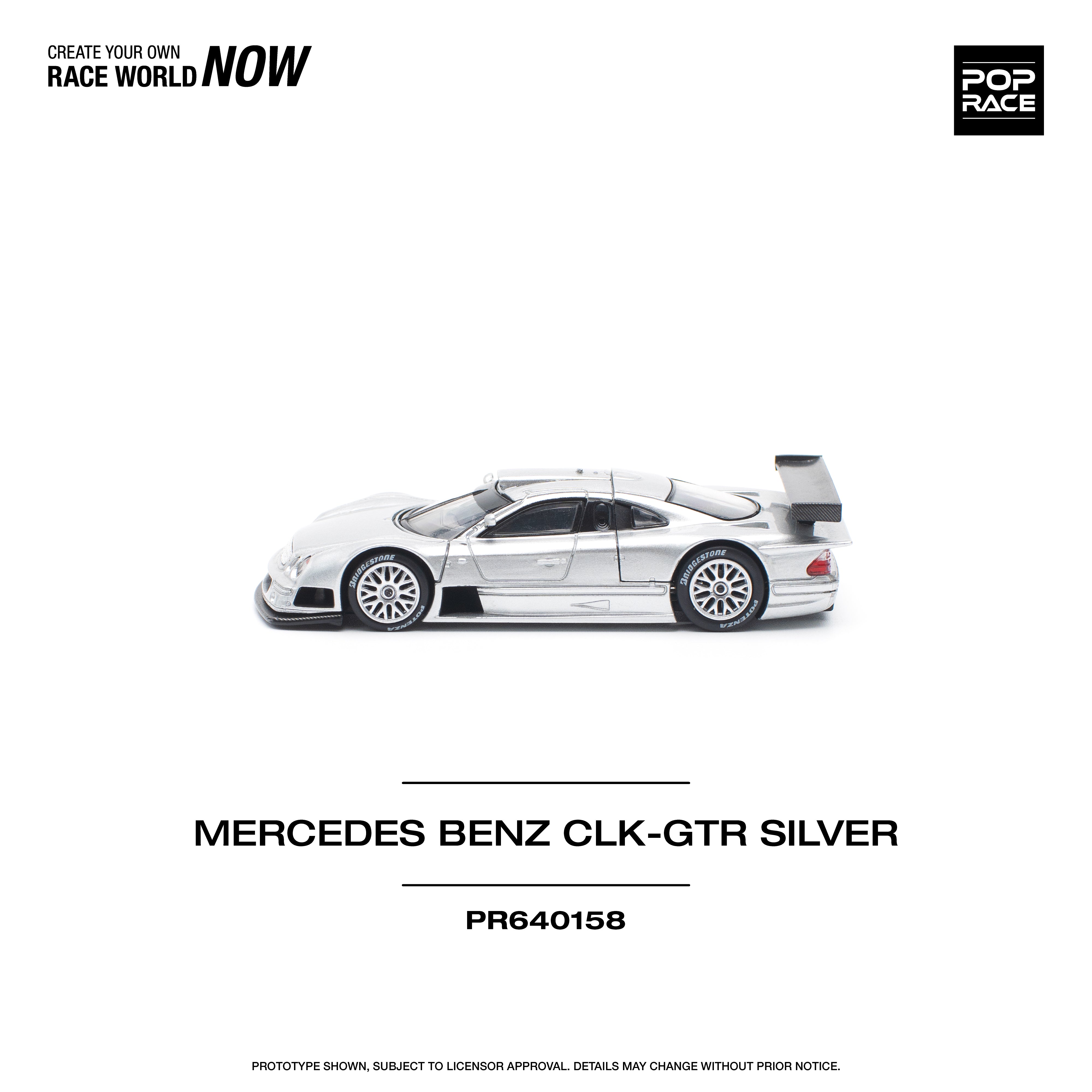 Mercedes-Benz CLK GTR ミニカー 1/64 Poprace Mercedes-Benz CLK GTR (Silver) Car Model
