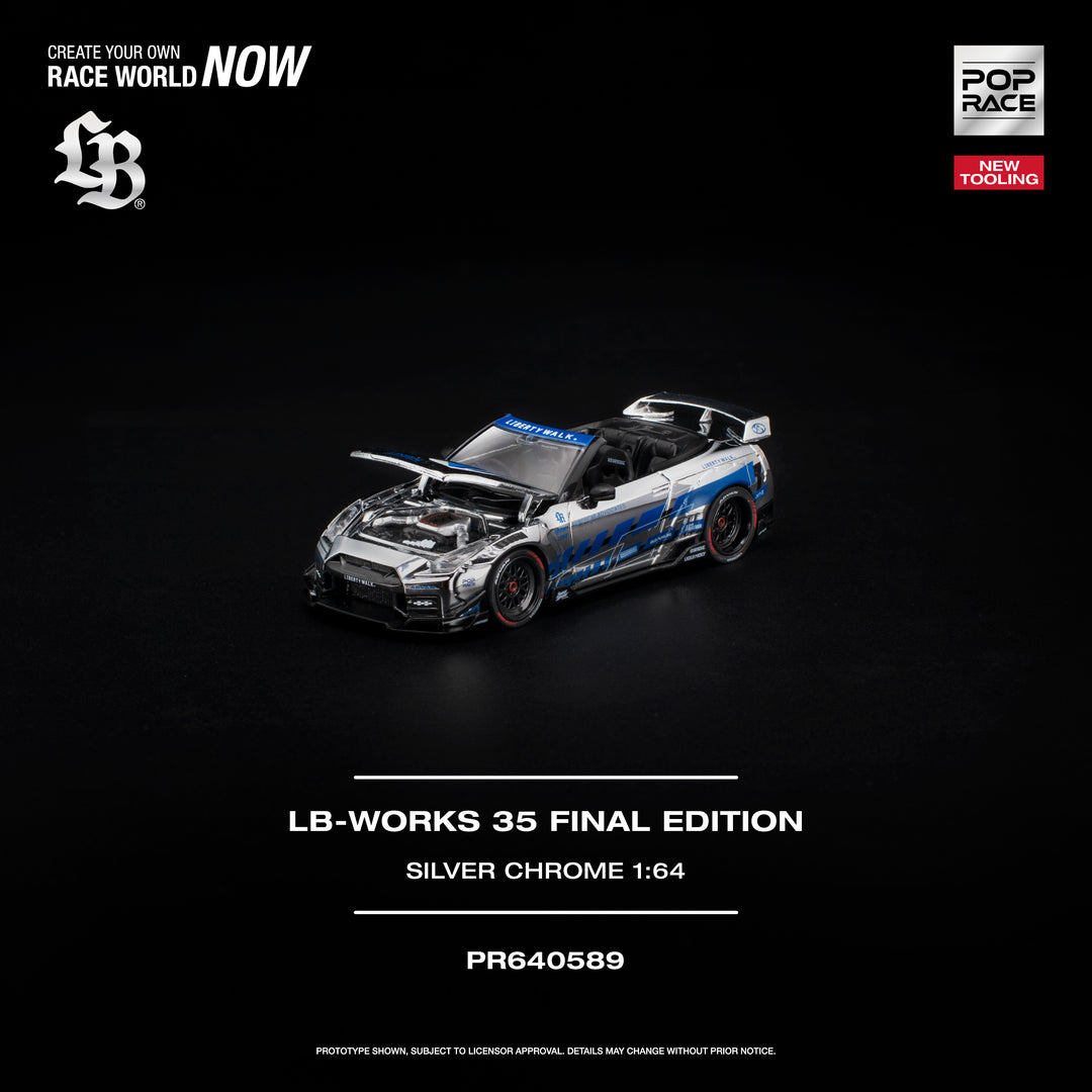 [Preorder] POPRACE 1:64 LB-WORKS 35GT-R FINAL EDITION SILVER CHROME PR640589