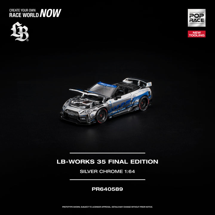 [Preorder] POPRACE 1:64 LB-WORKS 35GT-R FINAL EDITION SILVER CHROME PR640589