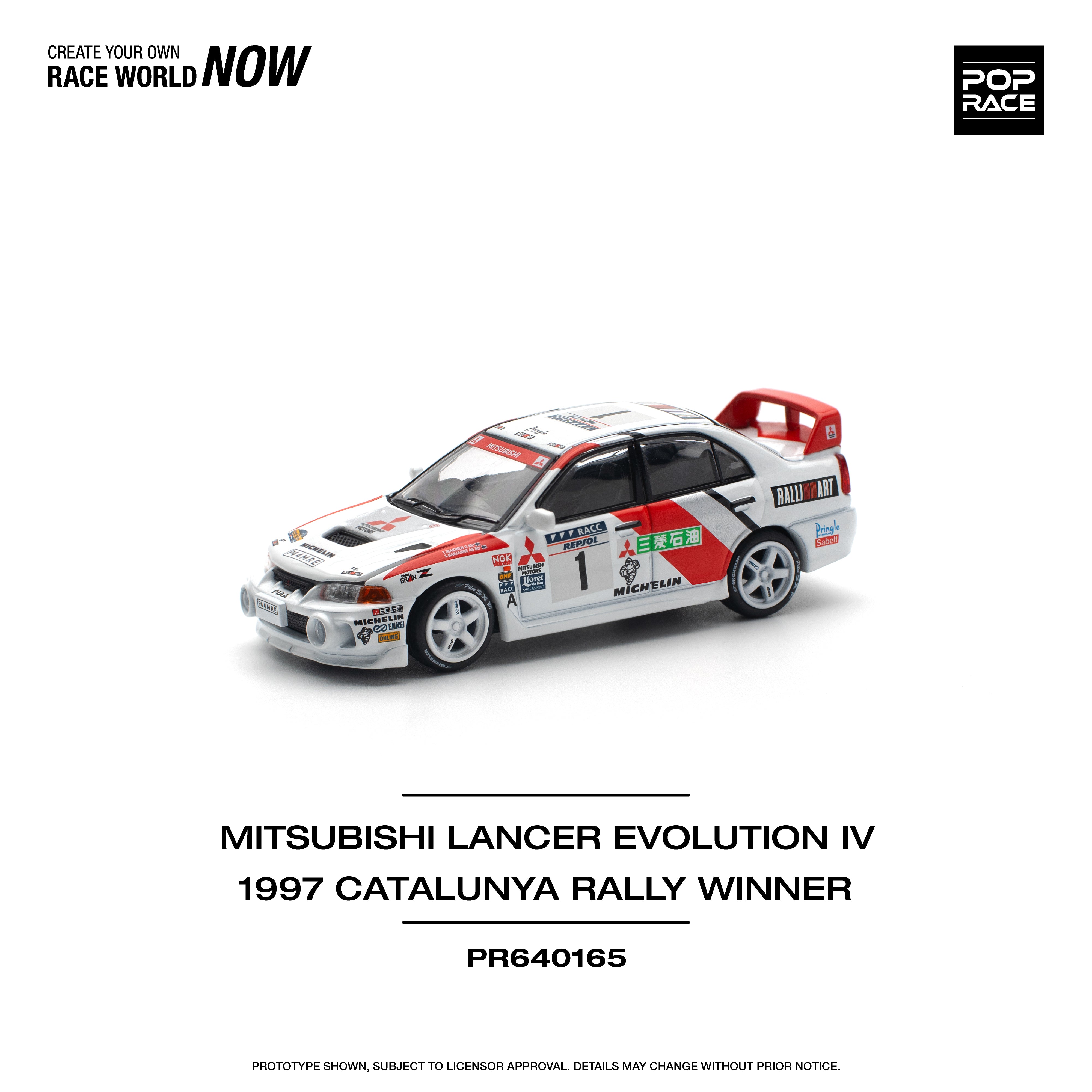 POPRACE 1:64 MITSUBISHI LANCER EVO IV - WINNER, RALLY DE CATALUNYA