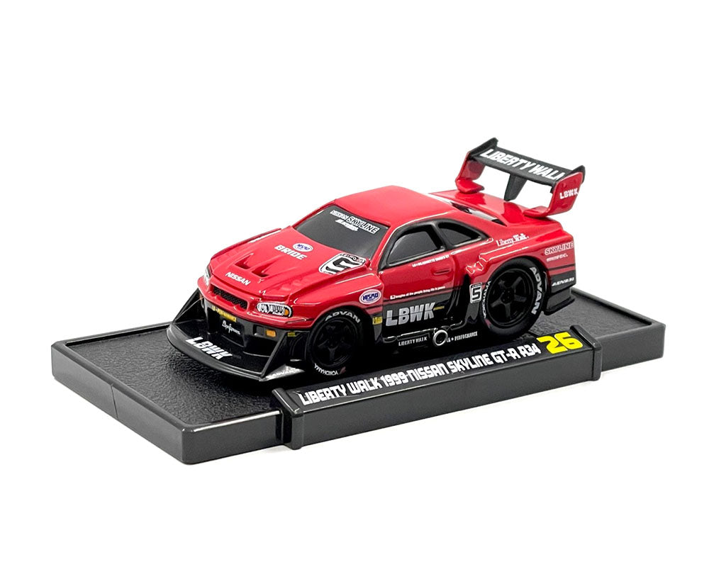 Muscle Machines 1:64 Liberty Walk 1999 Nissan GT-R R34- Red – Horizon ...