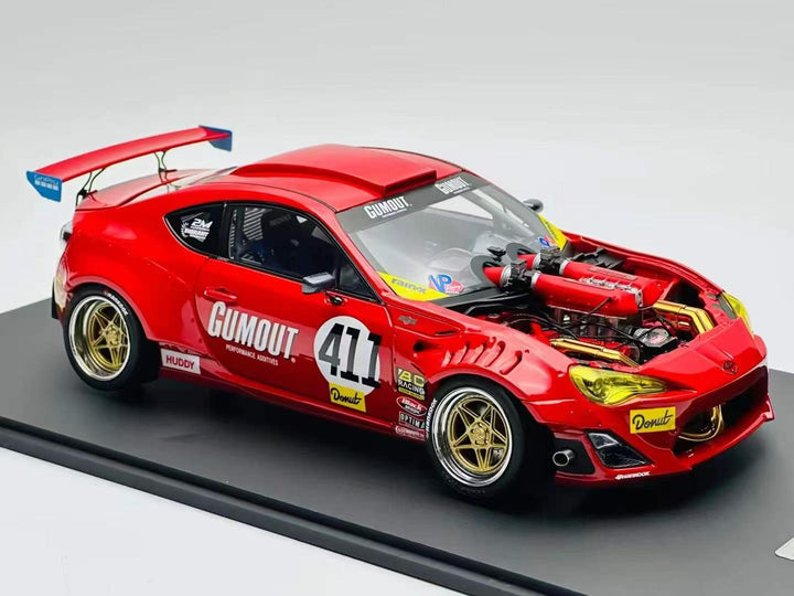 Official Product 1:18 458 V8-swapped 86 Red GUMOUT livery
