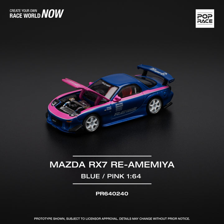 [Preorder] POPRACE 1:64 MAZDA RX7 RE-AMEMIYA - BLUE/PINK PR640240