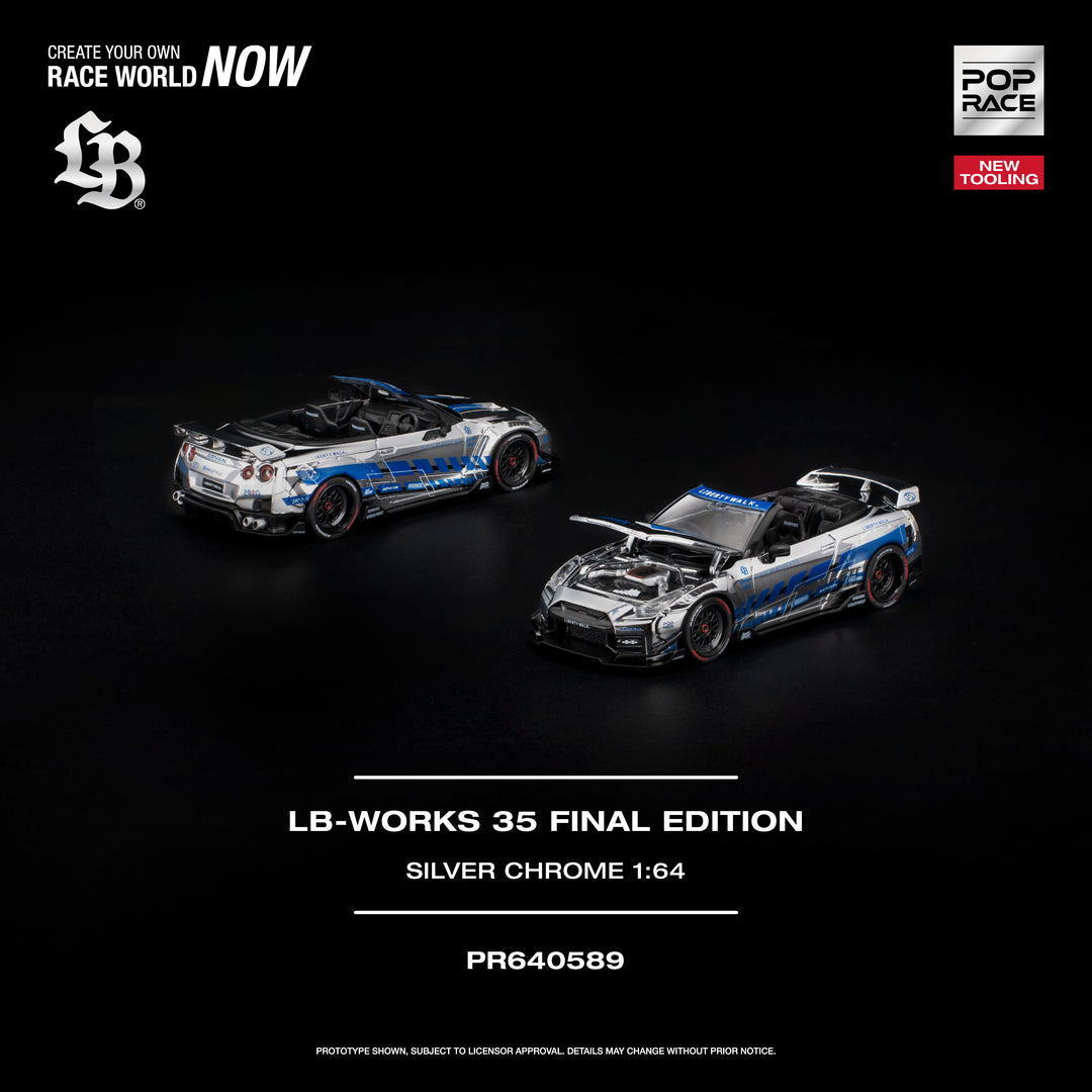 [Preorder] POPRACE 1:64 LB-WORKS 35GT-R FINAL EDITION SILVER CHROME PR640589