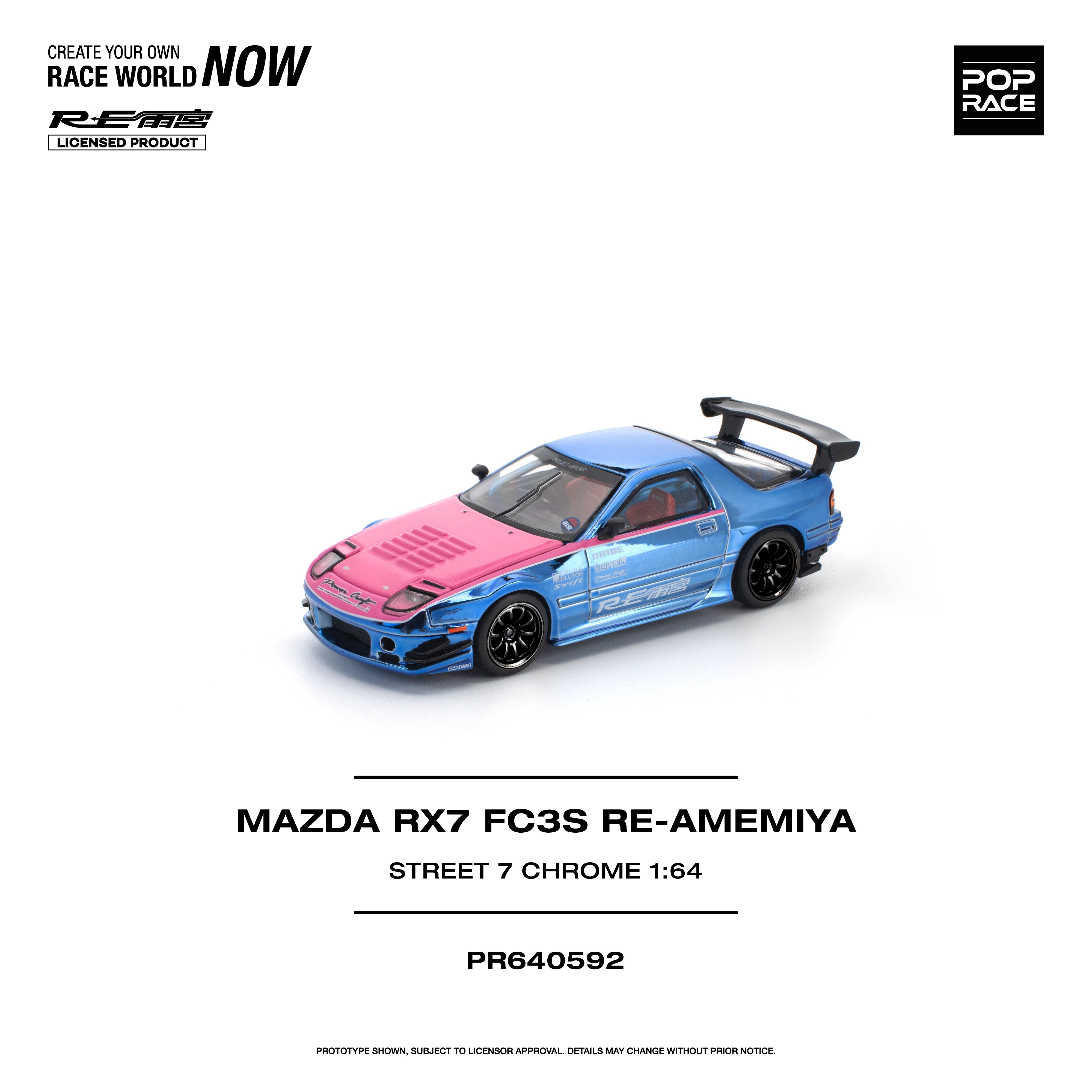 Preorder] POPRACE 1:64 MAZDA RX7 (FC3S) RE-AMEMIYA STREET7 CHROME
