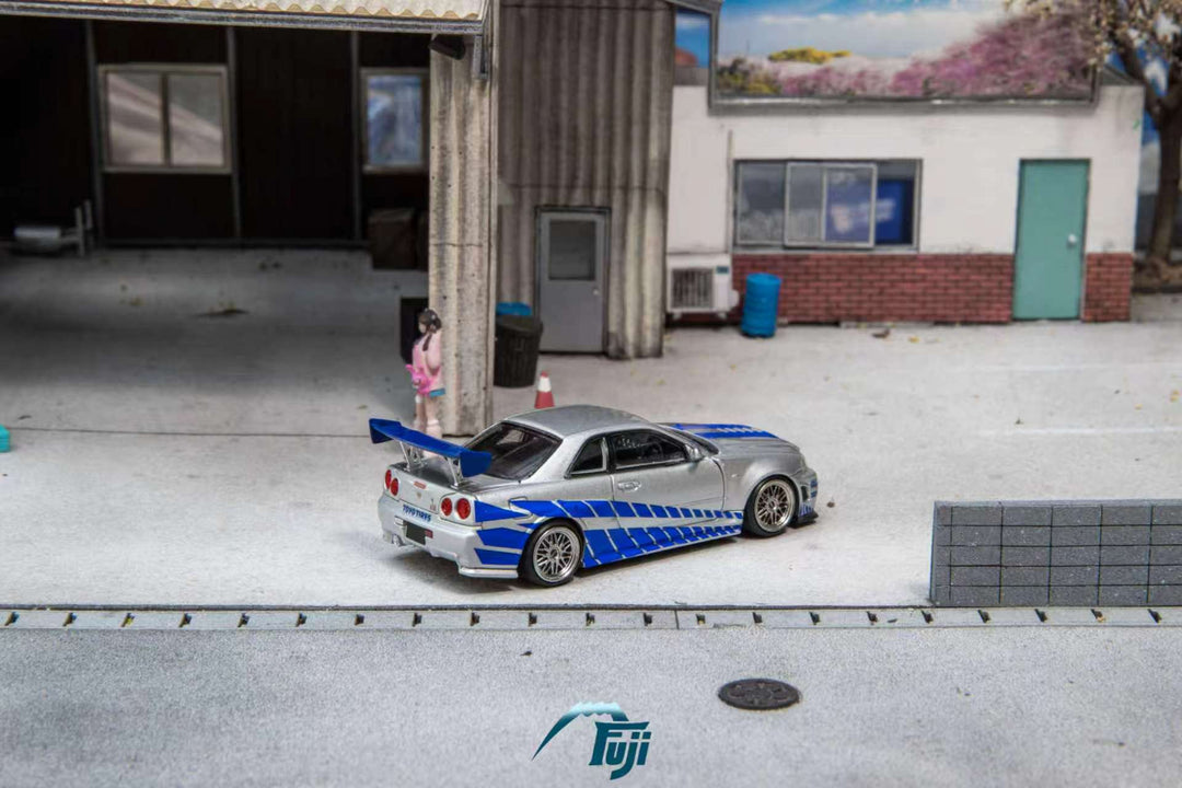 [Preorder] Fuji 1:64 Nissan Skyline GT-R R34 Nismo Z-Tune Silver Blue Livery (3 Variants)