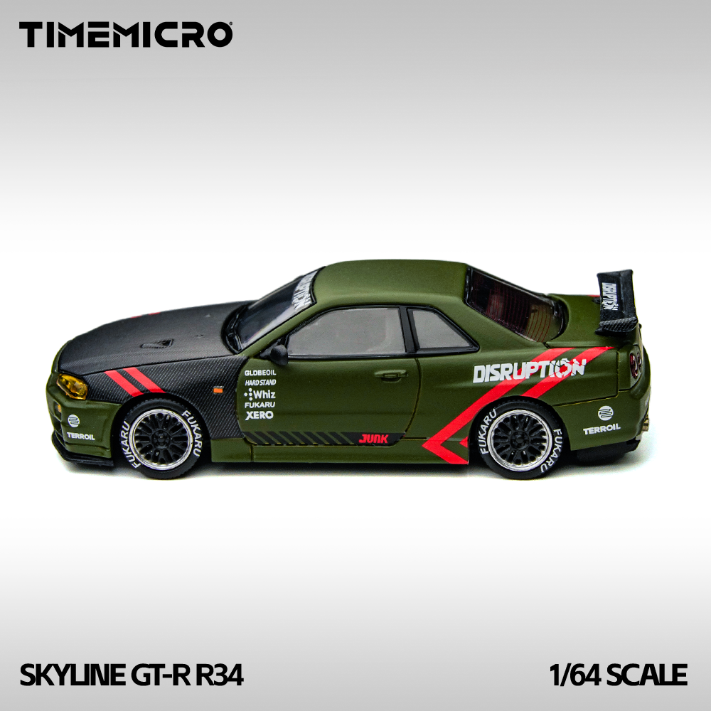 [Preorder] TimeMicro 1:64 Nissan Skyline GTR R34 Matte Green TM646317