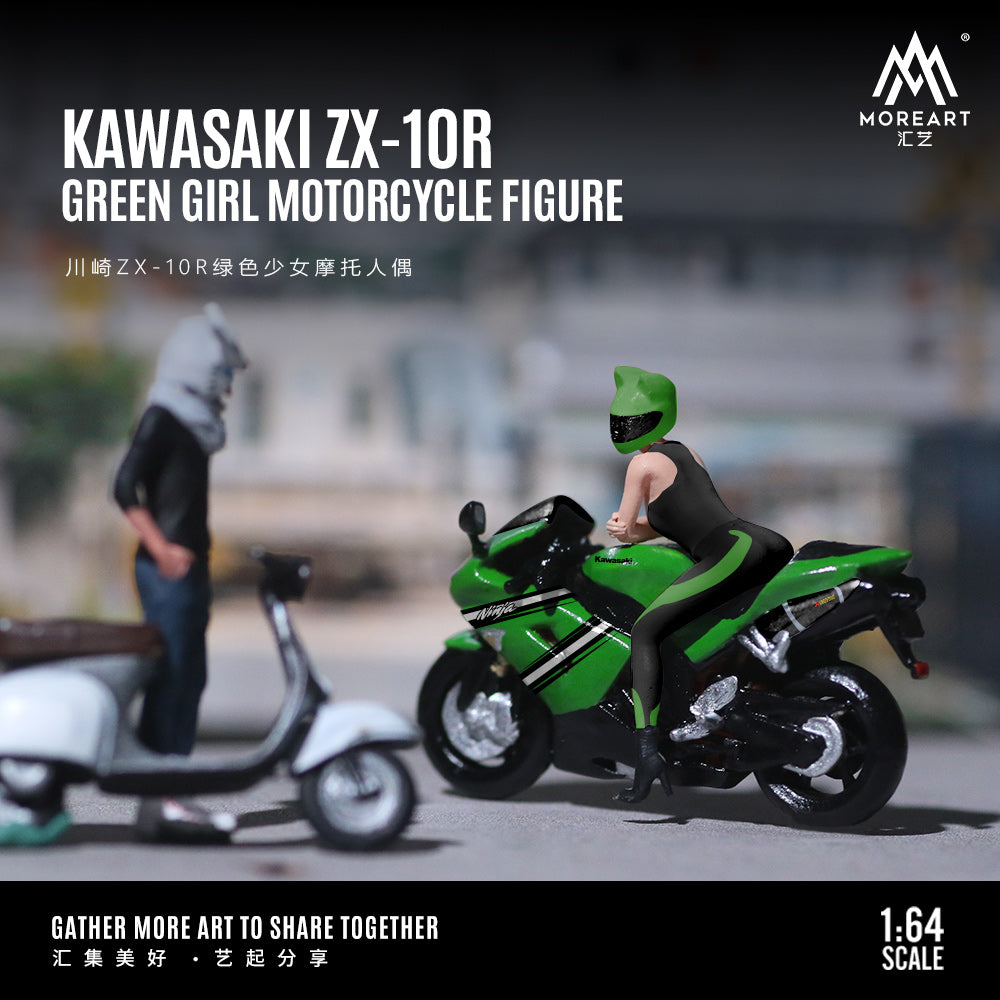 MoreArt 1:64 KAWASAKI ZX-10R Green Girl Motorcycle Doll MO222098