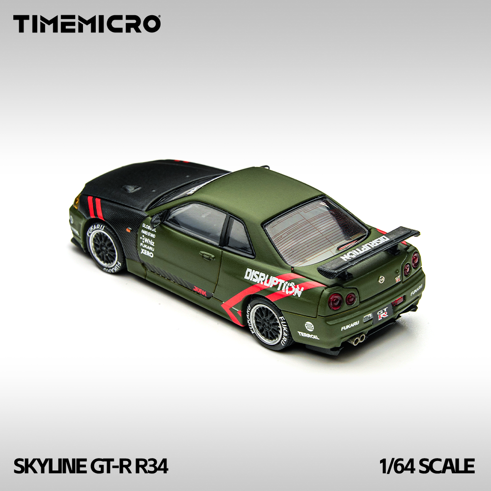 [Preorder] TimeMicro 1:64 Nissan Skyline GTR R34 Matte Green TM646317