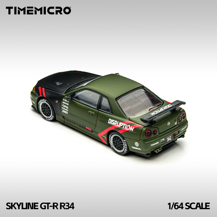 [Preorder] TimeMicro 1:64 Nissan Skyline GTR R34 Matte Green TM646317