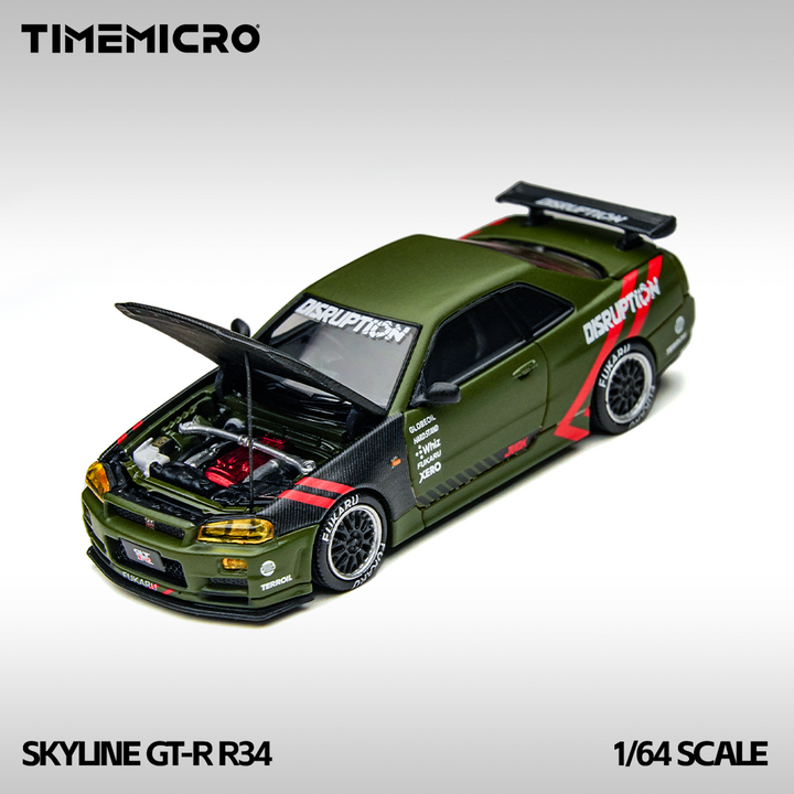 [Preorder] TimeMicro 1:64 Nissan Skyline GTR R34 Matte Green TM646317