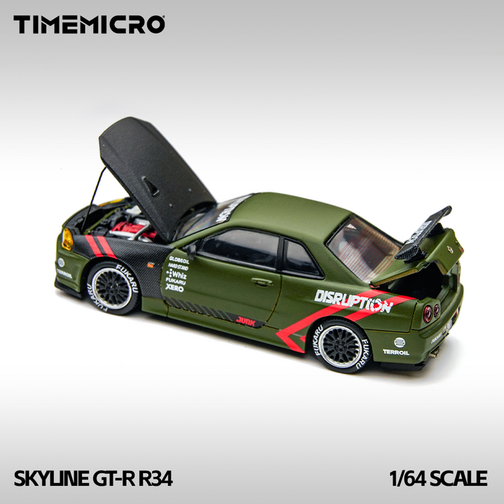 [Preorder] TimeMicro 1:64 Nissan Skyline GTR R34 Matte Green TM646317