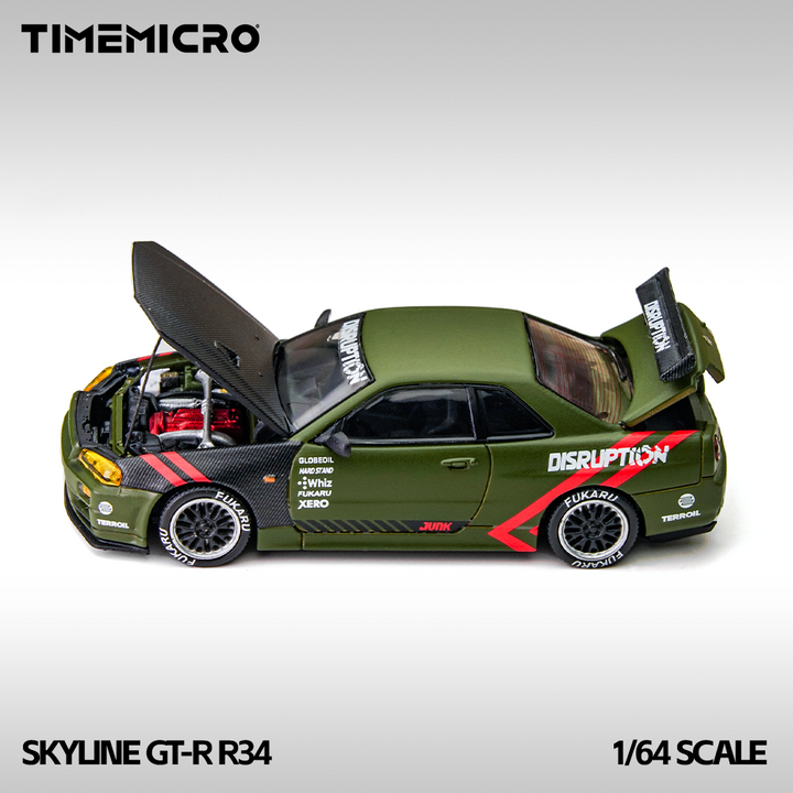 [Preorder] TimeMicro 1:64 Nissan Skyline GTR R34 Matte Green TM646317