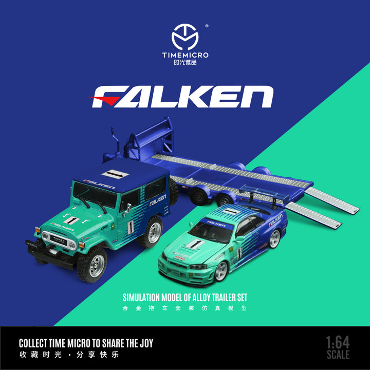 [Preorder] TimeMicro 1:64 Falken Nissan GTR34 and Toyota FJ40 Trailar (4 Varient)