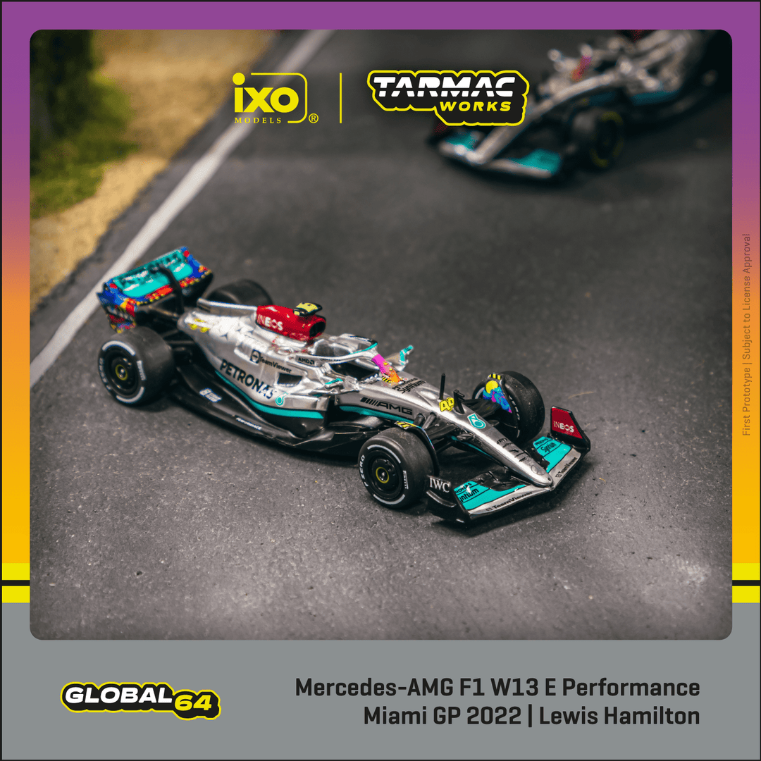 Tarmac Works 1:64 Mercedes-AMG F1 W13 E Performance Miami Grand Prix 2022 Lewis Hamilton T64G-F044-LH2