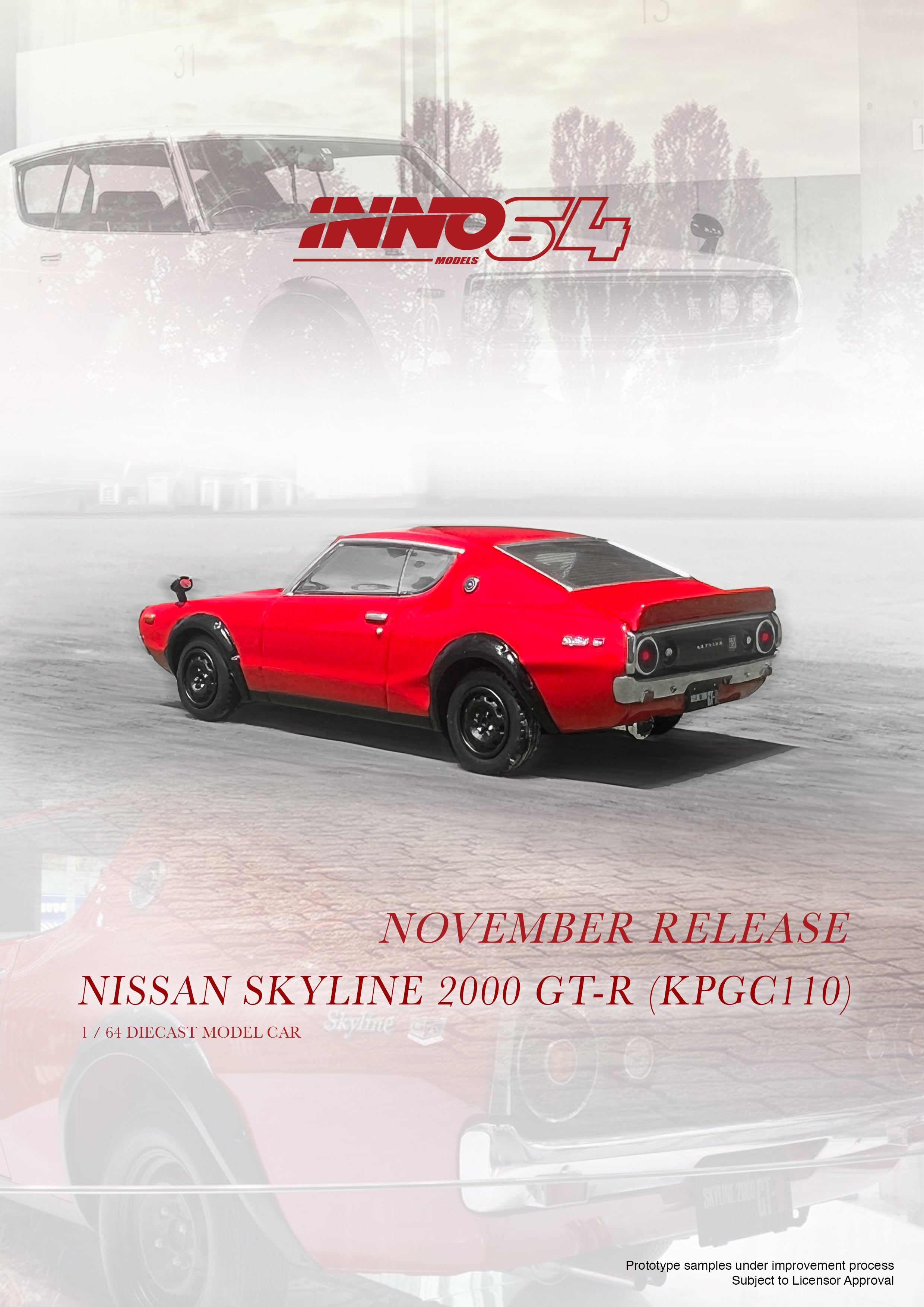 Inno64 1:64 Nissan Skyline 2000 GT-R (KPGC110) Red IN64